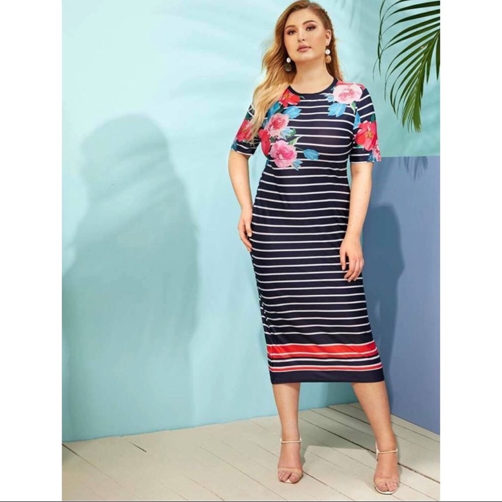 Floral Print Striped Dress